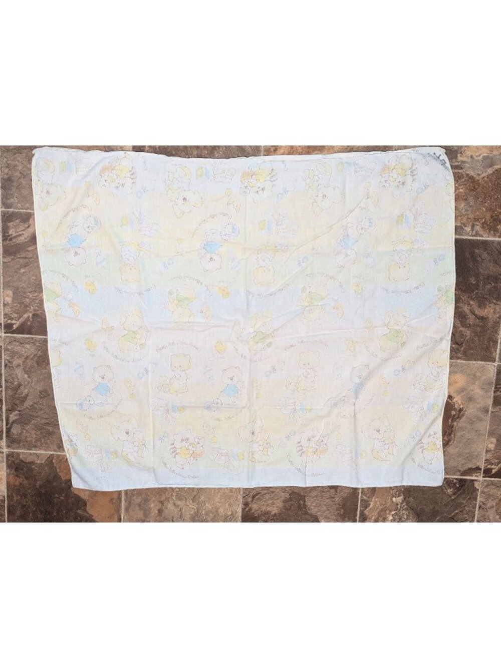 Vintage Baby Blanket With Critter Silhouette Print Soft Pastel Colors Lightweigh